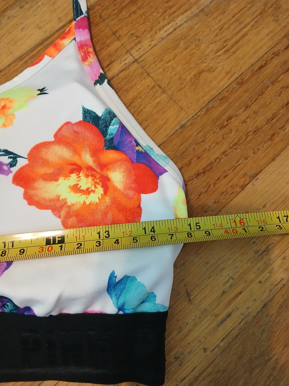 PINK Victoria's Secret PINK Ultimate Floral Bralette Bra Logo B Cup Size Large - Picture 4 of 5